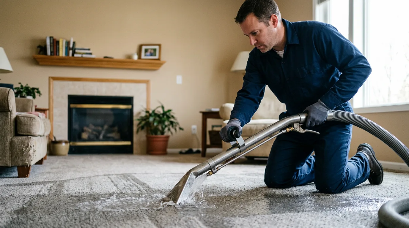 Water damage restoration technician working near Bennington, VT